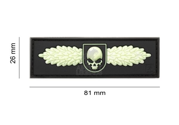 JTG Winged Skull Rubber Patch Glow in the dark