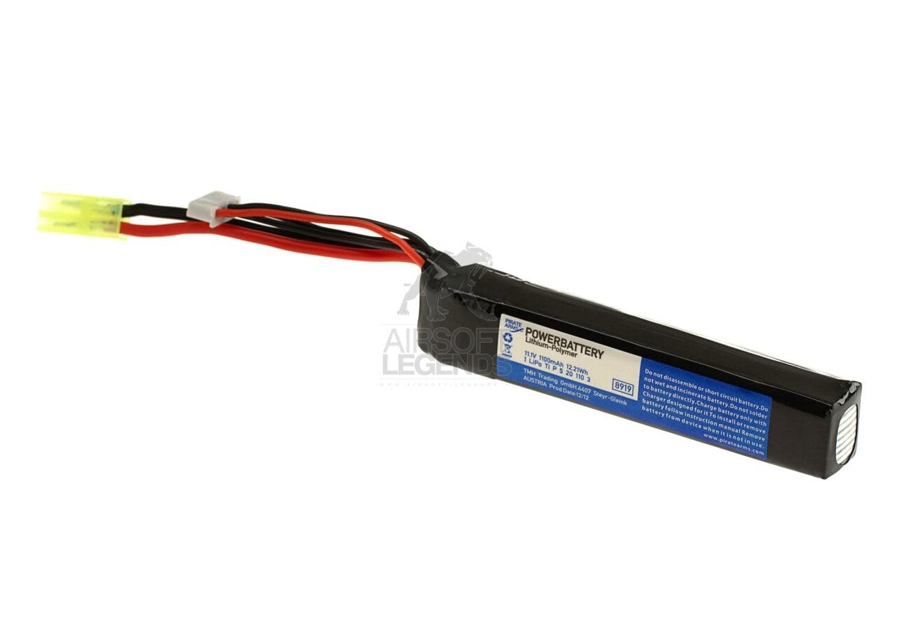 Pirate Arms 11.1v LiPo 1100mAh 15C Stock Tube Type Mini Tamiya