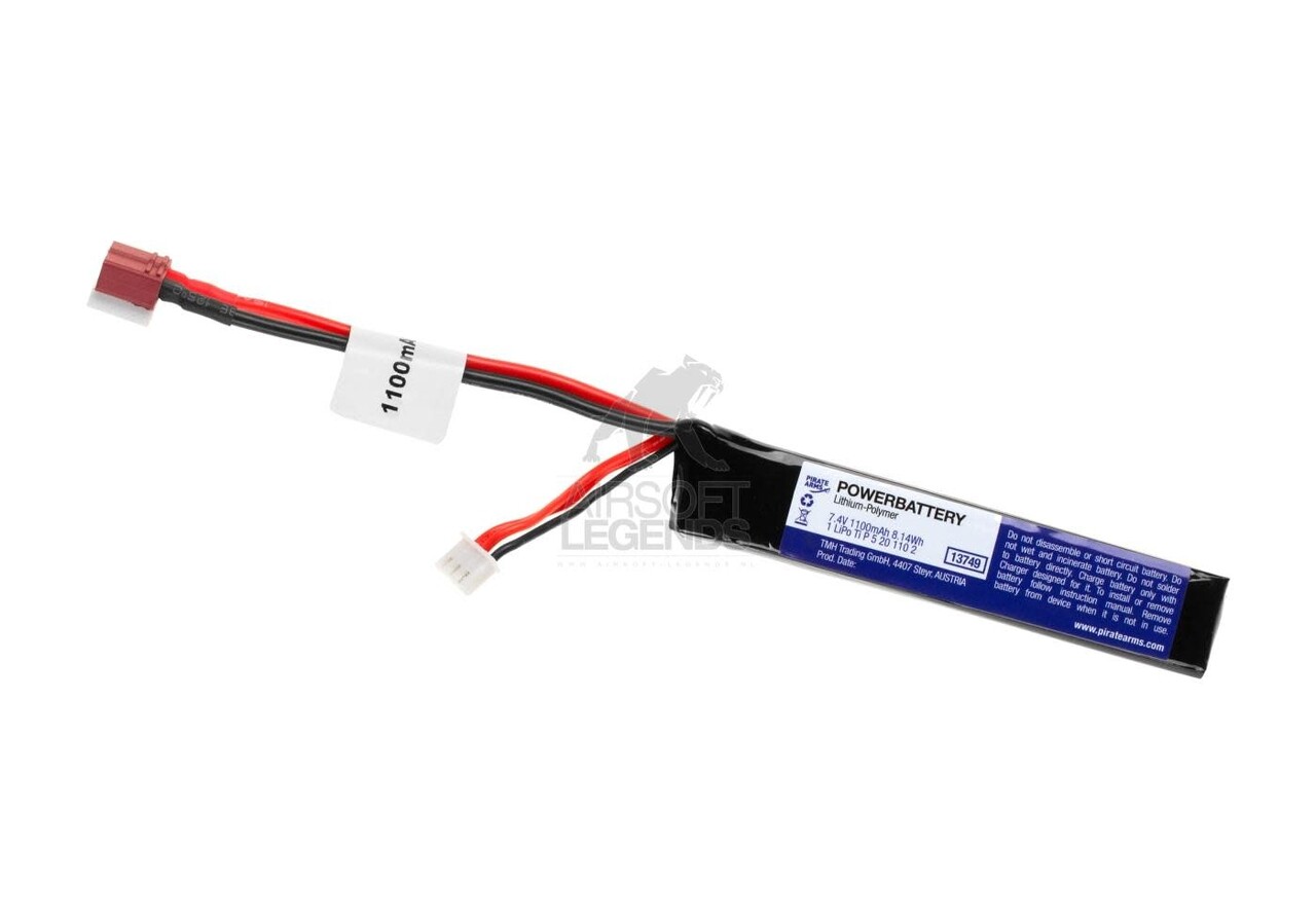 Pirate Arms 7.4V LiPo 1100mAh 15C Stock Tube Type Deans
