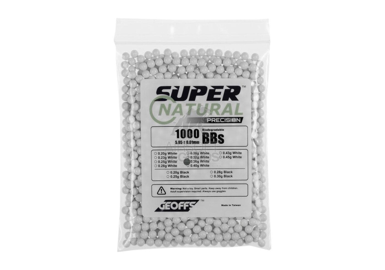 Geoffs 0.36gr Bio BB Super Natural Precision 1000rds Geoffs 0.36gr Bio BB Super Natural Precision 1000rds