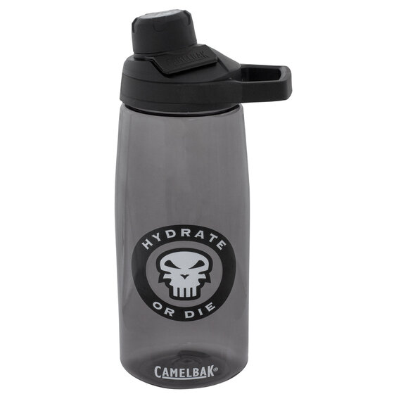 Chute Drink Bottle 1.0L Charcoal Print "Hydrate or Die"