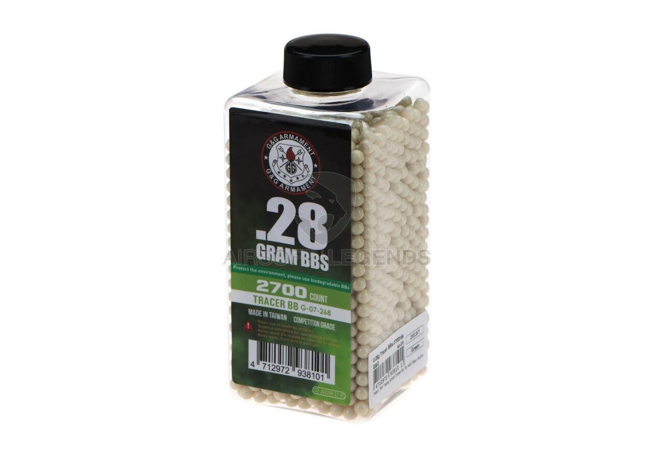 G&G 0.28g NON-Bio Tracer BBs 2700rds Green