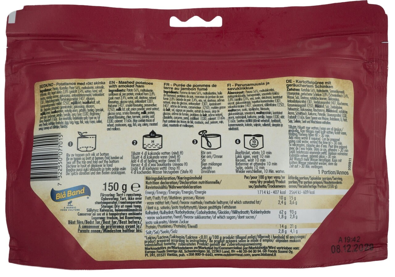 BlaBand Outdoor Meal -Mashed Potato with Smoked Ham