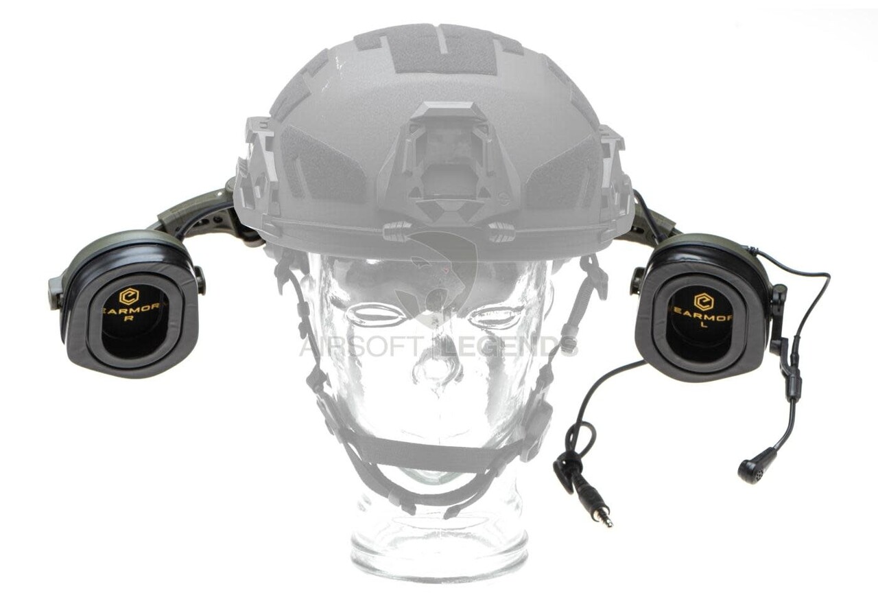 Earmor M32X Plus Hearing Protection Set for ARC Helmet Rails  Foliage Green