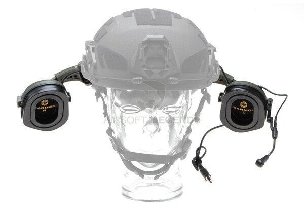 Earmor M32X Plus Hearing Protection Set for ARC Helmet Rails  Foliage Green