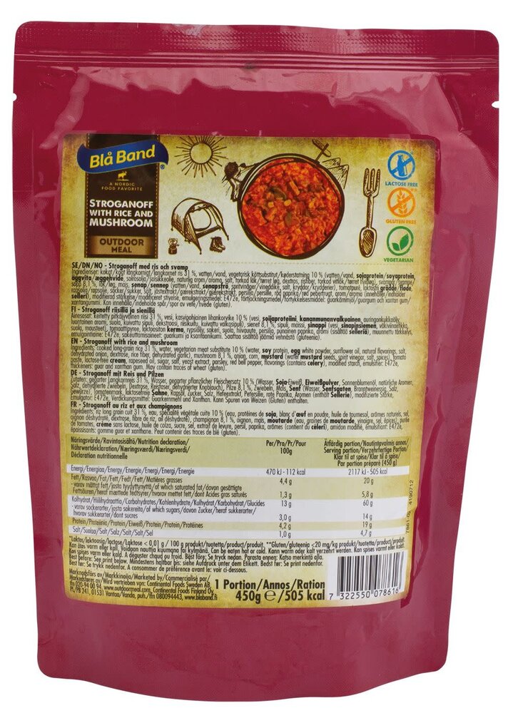 BlaBand Outdoor Meal Wet Pouch -Stroganoff met Rijst en Champignons