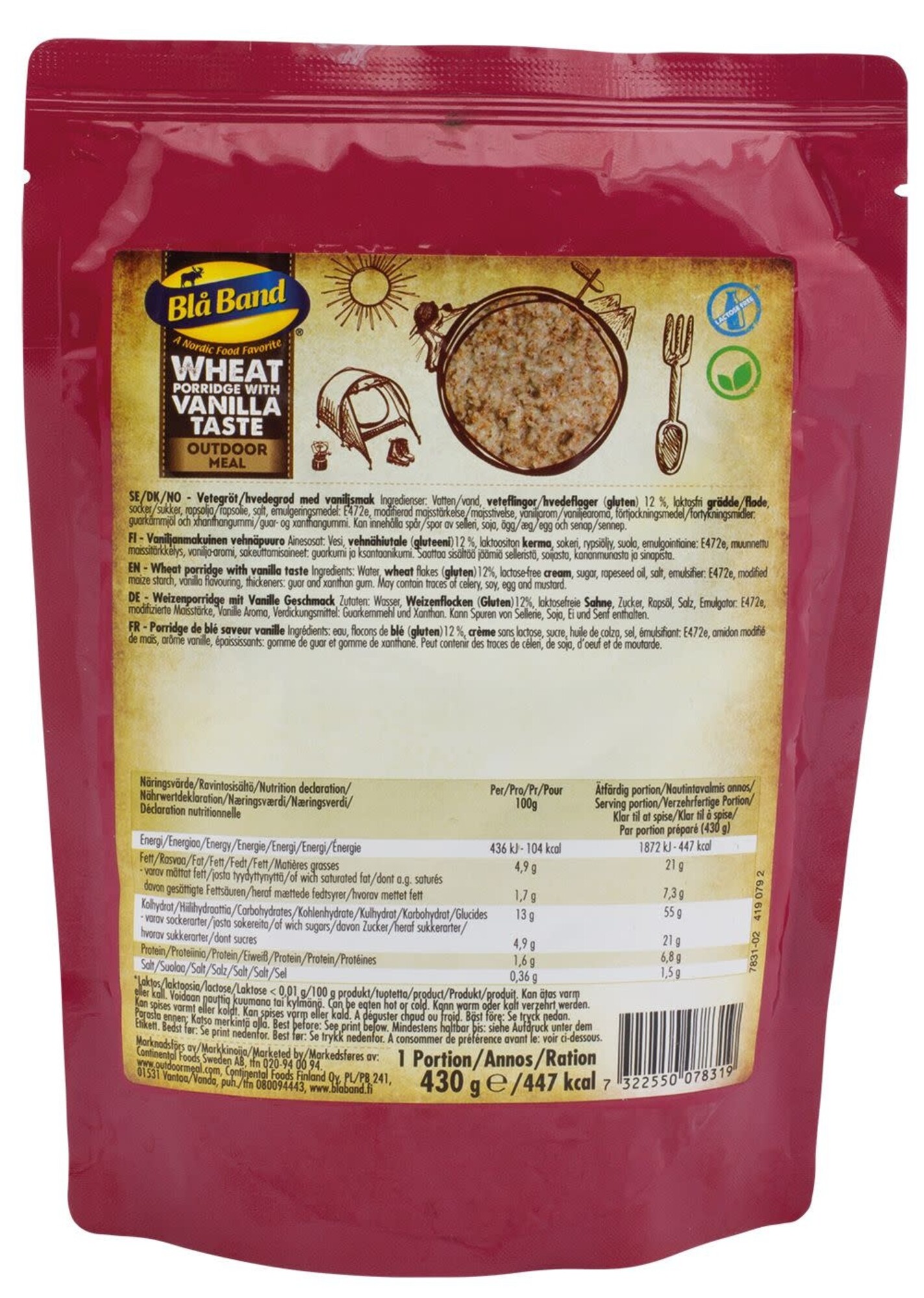 BlaBand | Outdoor Meal Wet Pouch – Tarwepap met Vanillesmaak - Airsoft ...