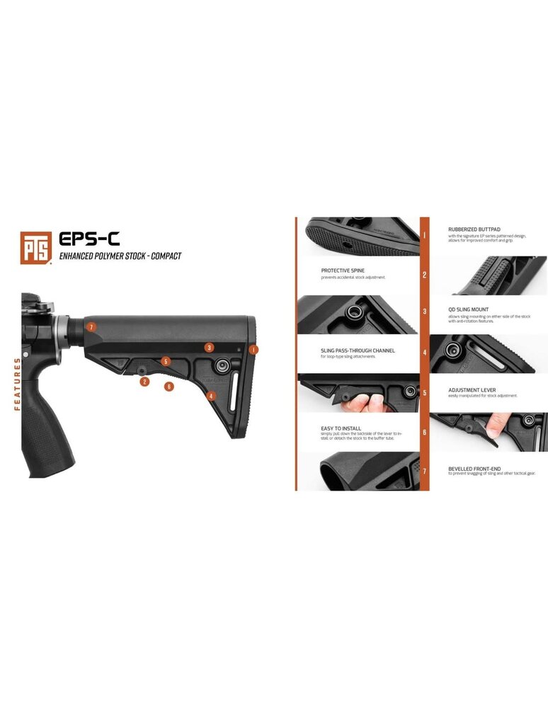 PTS Syndicate Enhanced Polymer Stock - Compact (EPS-C) Black