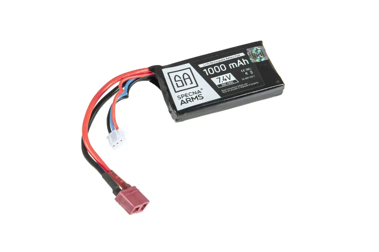 Specna Arms LiPo 7,4V 1000mAh 30/60C (PEQ) Battery - T-Connect (Deans) Specna Arms LiPo 7,4V 1000mAh 30/60C (PEQ) Battery - T-Connect (Deans)