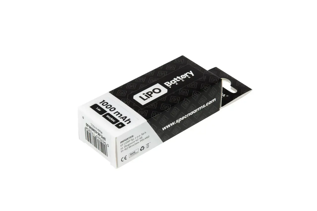 Specna Arms LiPo 7,4V 1000mAh 30/60C (PEQ) Battery - T-Connect (Deans) Specna Arms LiPo 7,4V 1000mAh 30/60C (PEQ) Battery - T-Connect (Deans)