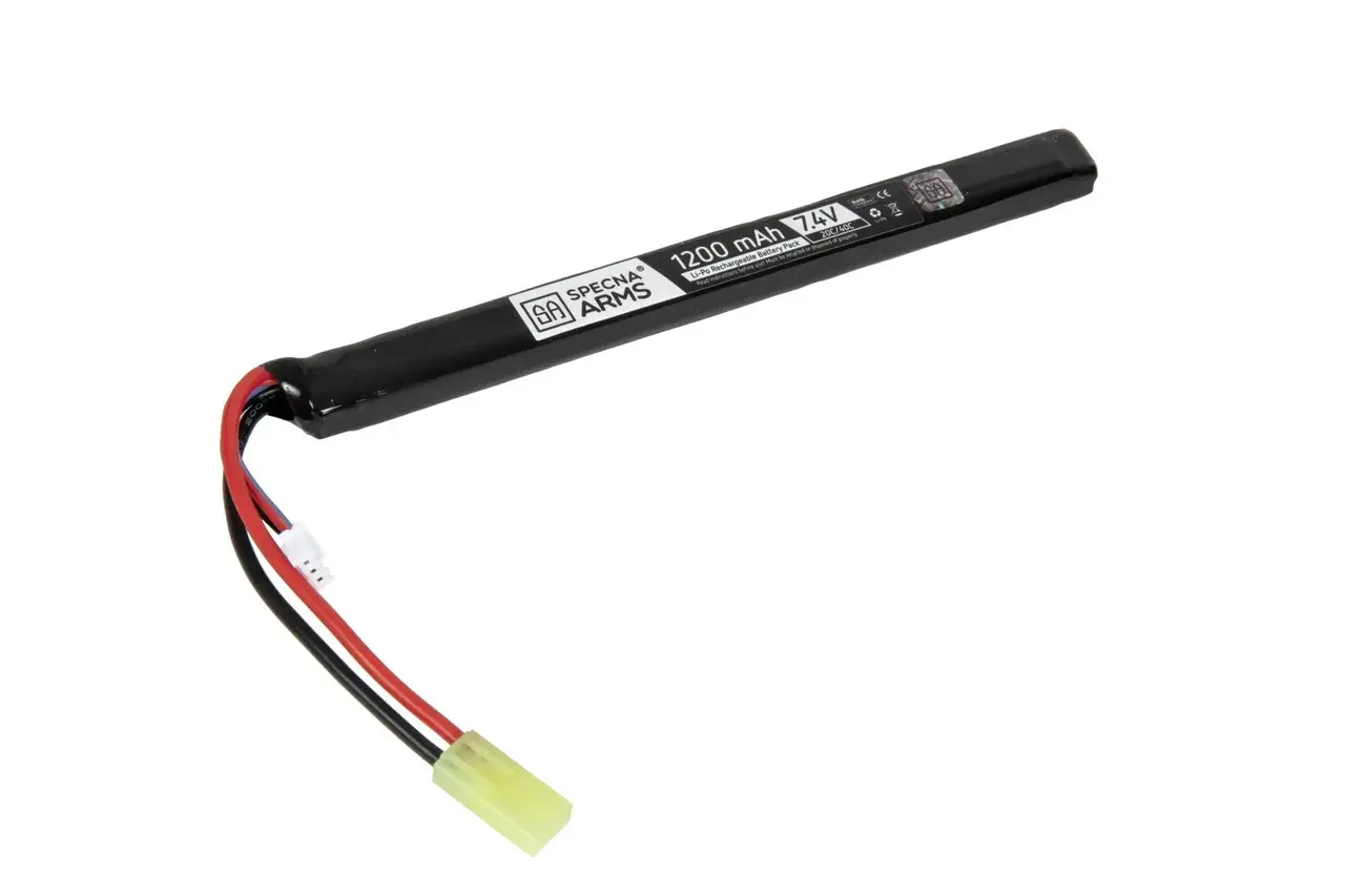 Specna Arms LiPo 7.4V 1200mAh 20C/40C Battery – Tamiya - Under AK Dust Cover