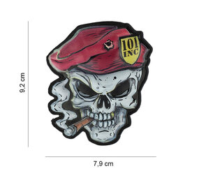 101Inc. Red Beret 3D Rubber Skull Patch