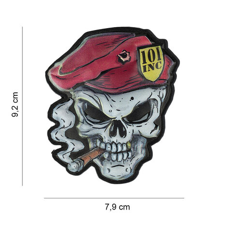 101Inc. Red Beret 3D Rubber Skull Patch