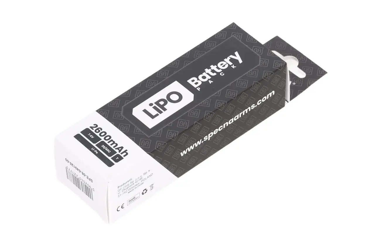Specna Arms 7.4V LiPo Battery 2600mAh 20/40C Tamiya Mini Specna Arms 7.4V LiPo Battery 2600mAh 20/40C Tamiya Mini