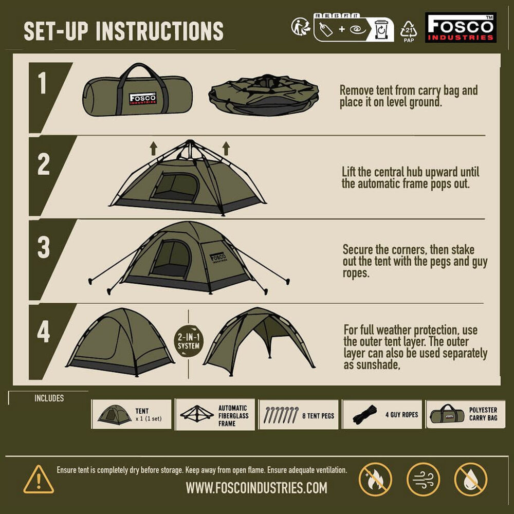 Fosco Rapid Pop-Up Tent 3-Person Fosco Rapid Pop-Up Tent 3-Person