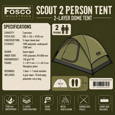 Fosco Scout Tent 2-Person Fosco Scout Tent 2-Person