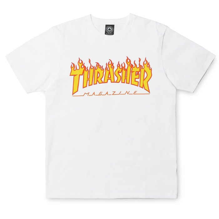 Thrasher Flame Logo Tee - White