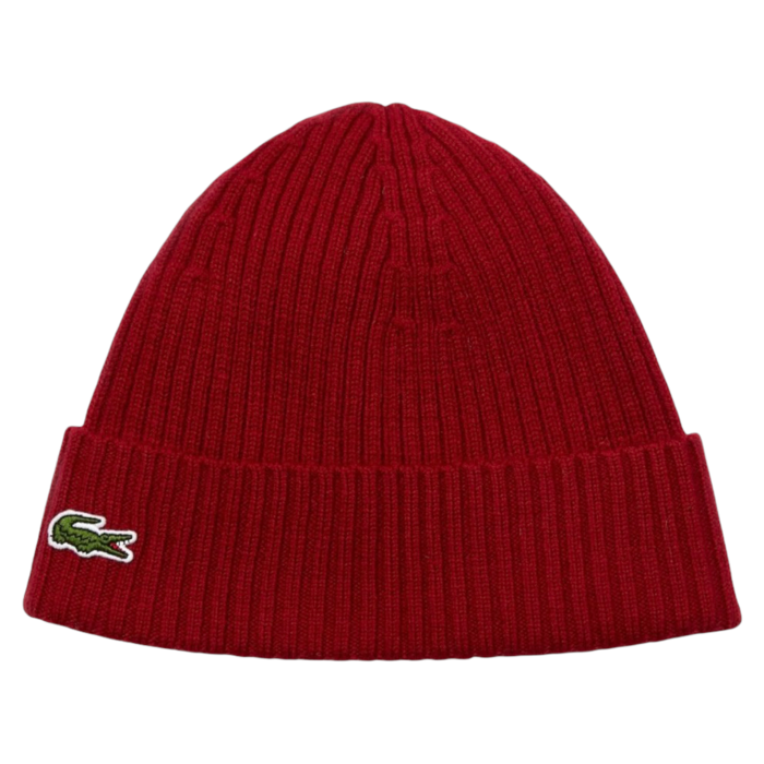 Lacoste Bonnet côtelé en laine TU - Bordeaux