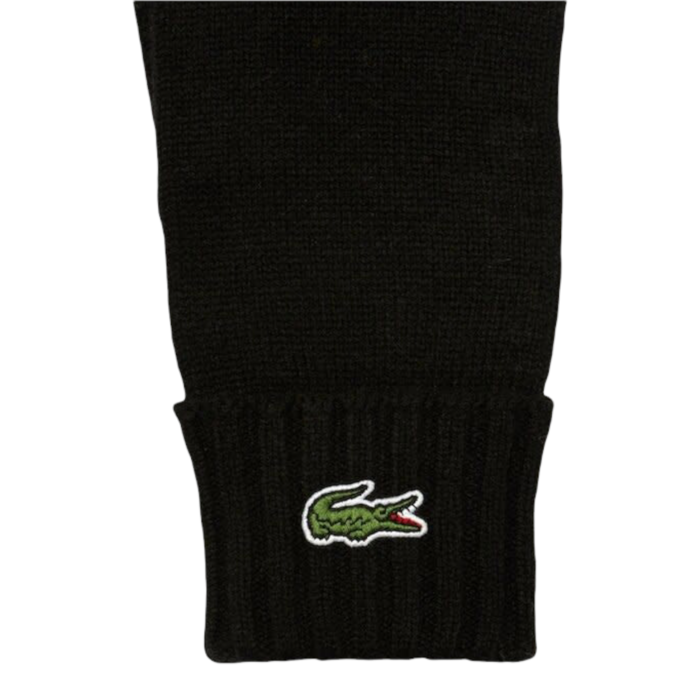 Lacoste Gants en laine unie avec crocodile brodé -Noir