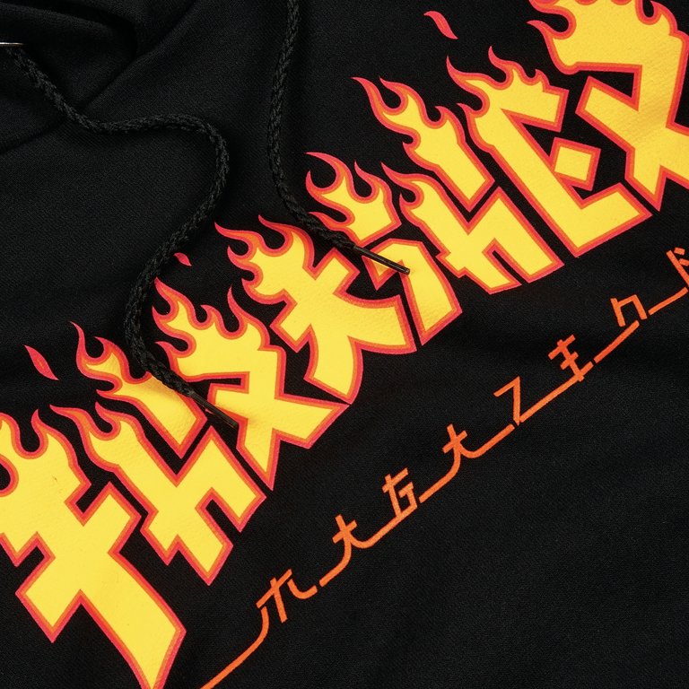 Thrasher Godzilla Flame Hoodie - Black