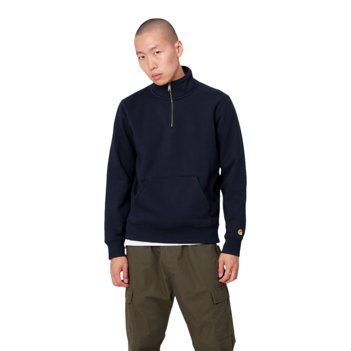 Carhartt WIP Chase Neck Zip Sweat - Dark Navy
