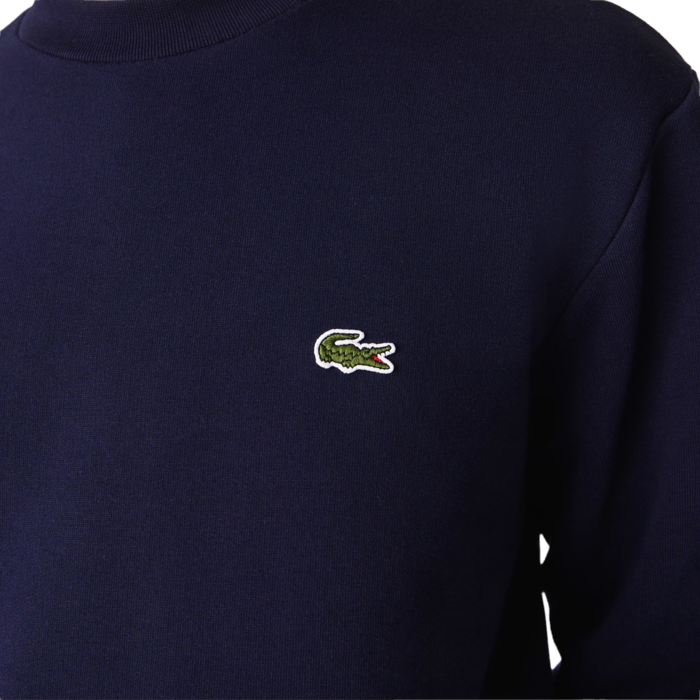 Lacoste Sweatshirt en molleton gratté de coton biologique - Bleu Marine