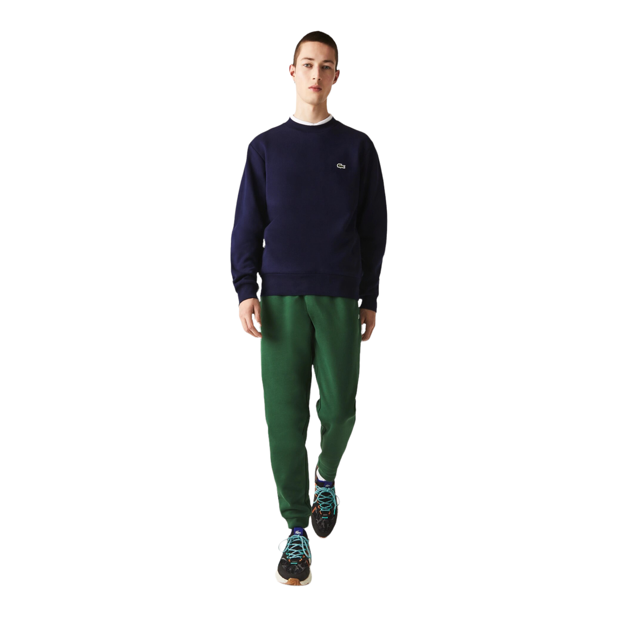 Lacoste Sweatshirt en molleton gratté de coton biologique - Bleu Marine