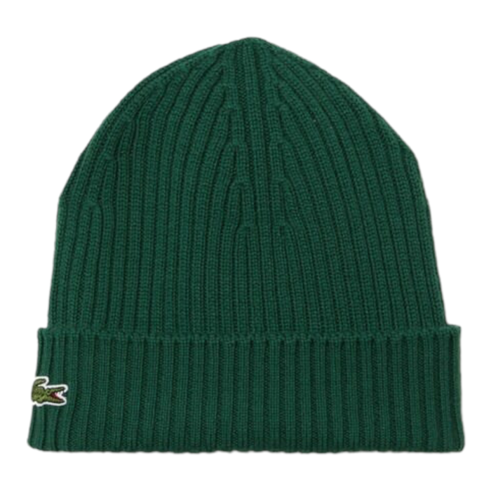 Lacoste Bonnet côtelé en laine - Vert 132
