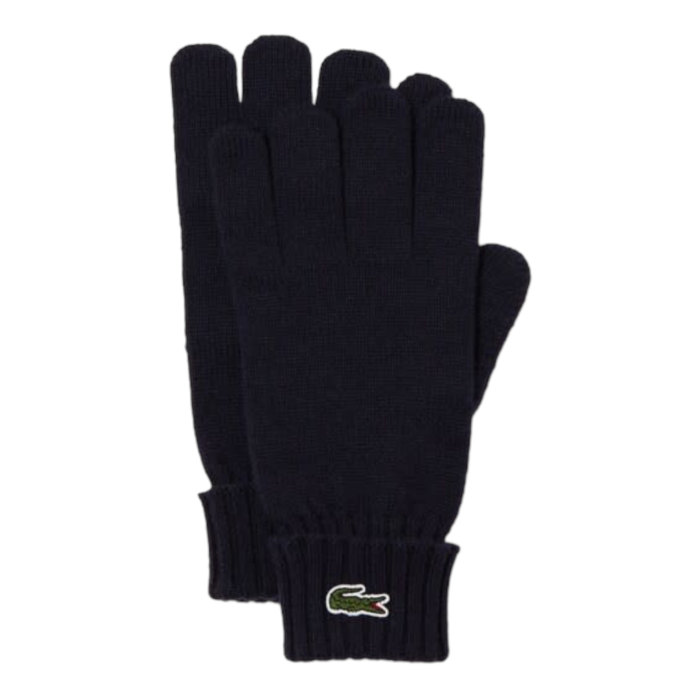 Lacoste Gants en laine unie avec crocodile brodé - Bleu Marine