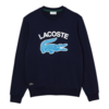 Sweatshirt Lacoste col rond imprimé crocodile - Bleu Marine