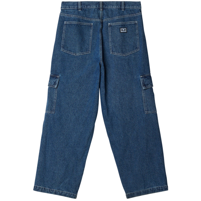 Obey Big Wig Cargo Denim Pant - Stonewash Indigo