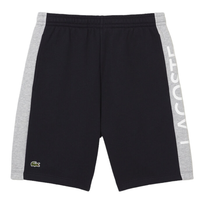 Lacoste Short Color-Block En Molleton - Bleu Marine/Gris Chine