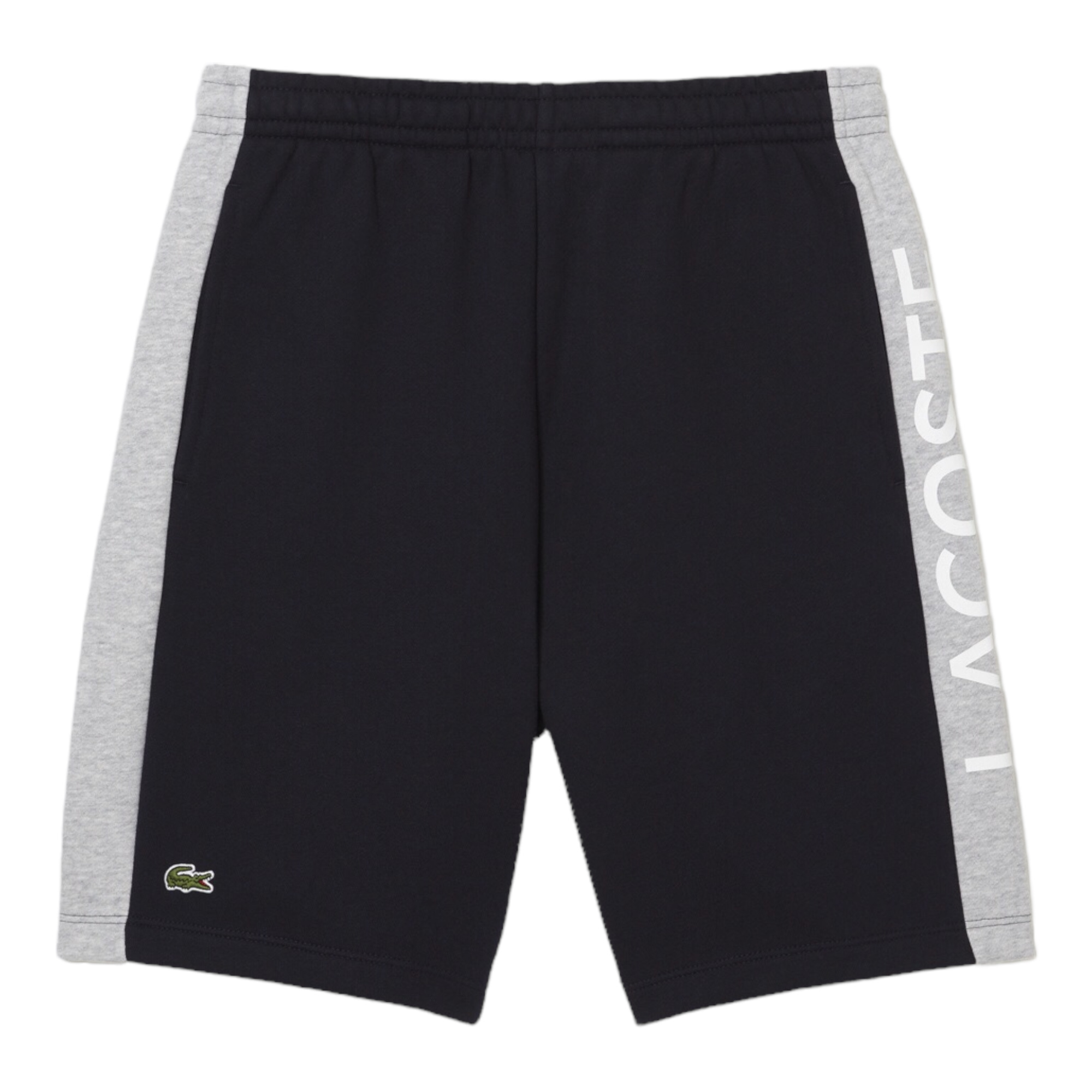 Lacoste Short Color-Block En Molleton - Bleu Marine/Gris Chine