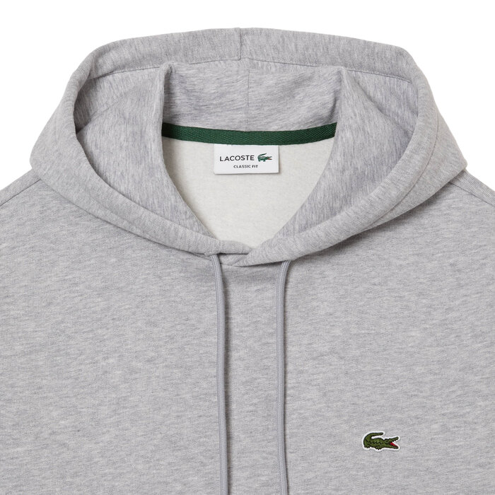 Lacoste Sweatshirt à capuche en coton biologique - Gris Chiné
