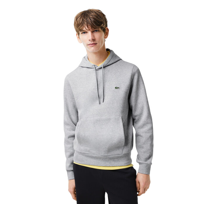 Lacoste Sweatshirt à capuche en coton biologique - Gris Chiné