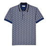 Polo motif monogramme classic fit à col contrasté - Bleu Marine/Blanc