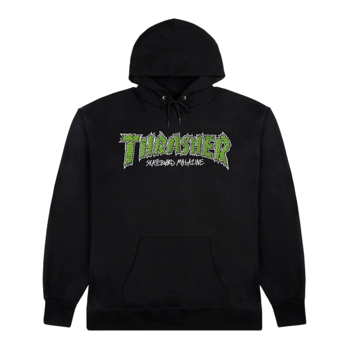 Thrasher Brick Hooded Sweat - Black/Green