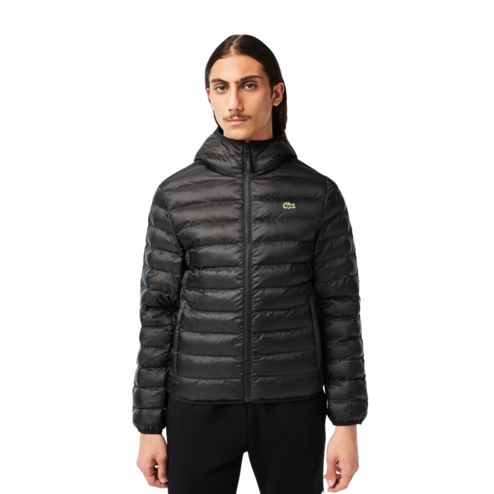 Lacoste Doudoune à Capuche Rembourrée Déperlante - Noir