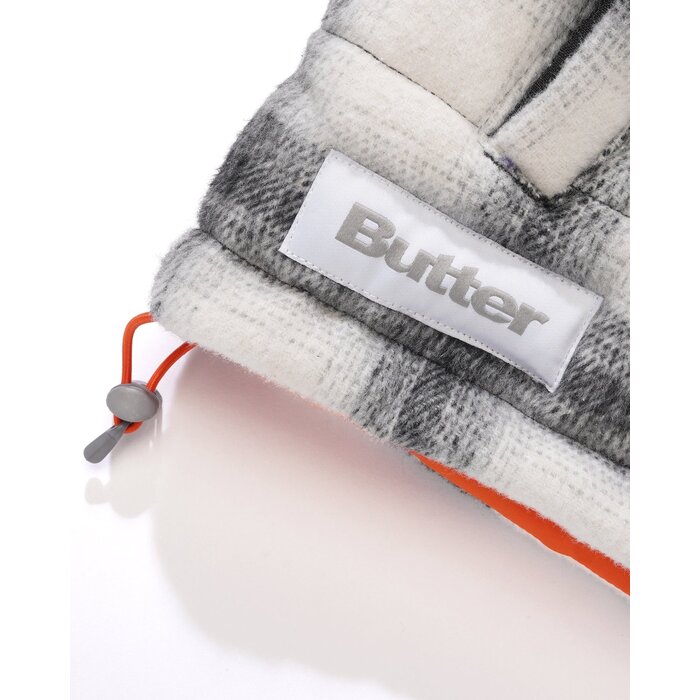 Butter Reversible Plaid Puffer Jacket - White/Orange