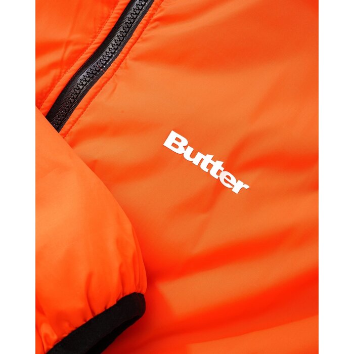 Butter Reversible Plaid Puffer Jacket - White/Orange
