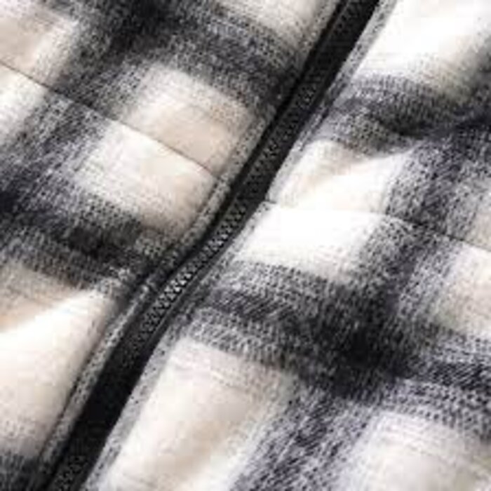 Butter Reversible Plaid Puffer Jacket - White/Orange