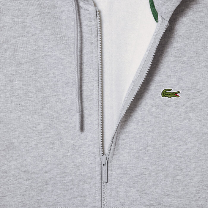 Lacoste Sweatshirt Zippé Lacoste avec Poche Kangourou - Gris Clair