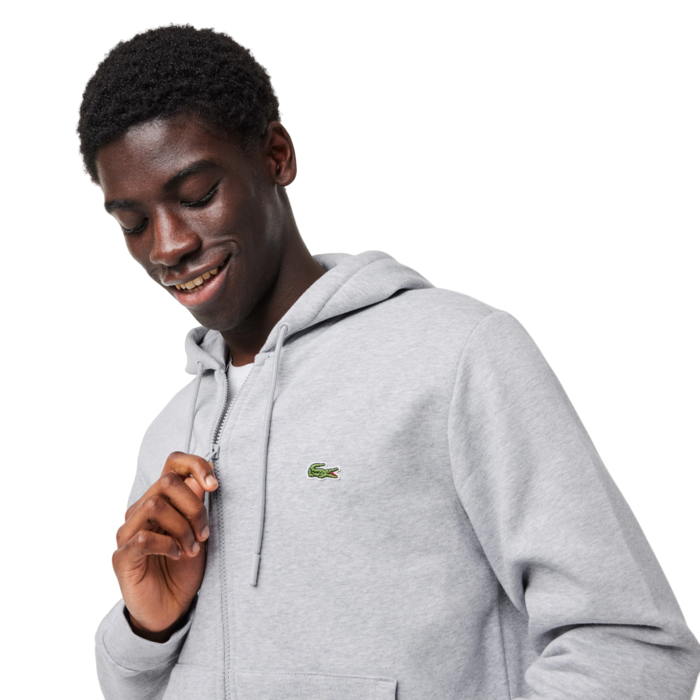 Lacoste Sweatshirt Zippé Lacoste avec Poche Kangourou - Gris Clair