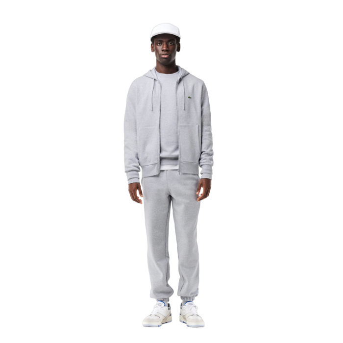 Lacoste Sweatshirt Zippé Lacoste avec Poche Kangourou - Gris Clair