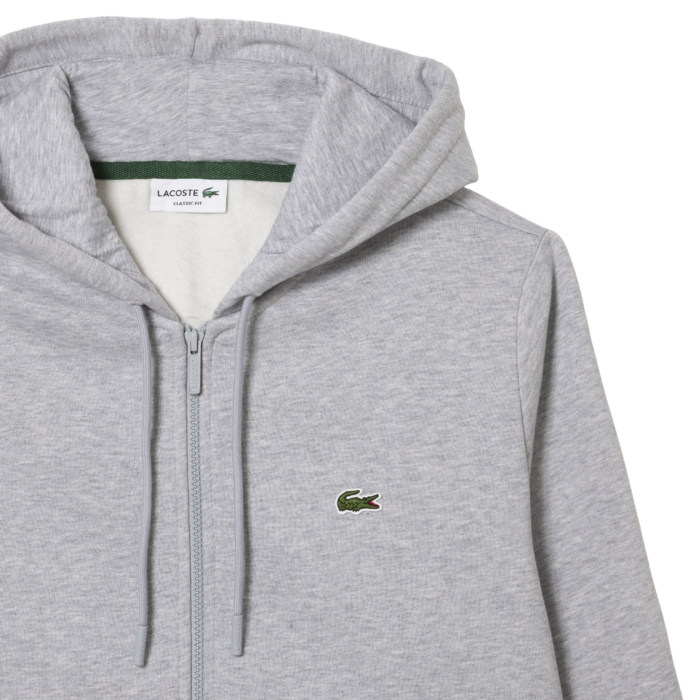 Lacoste Sweatshirt Zippé Lacoste avec Poche Kangourou - Gris Clair