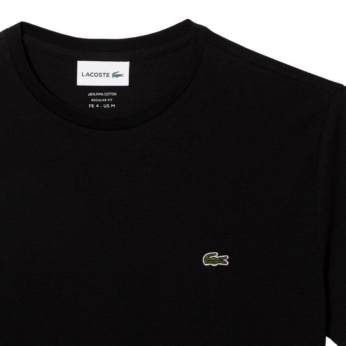 Lacoste T-Shirt Col Rond En Jersey De Coton Pima Uni - Black
