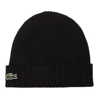 Lacoste Bonnet côtelé en laine - Noir