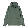 Hooded Script Embroidery Sweat - Park/White