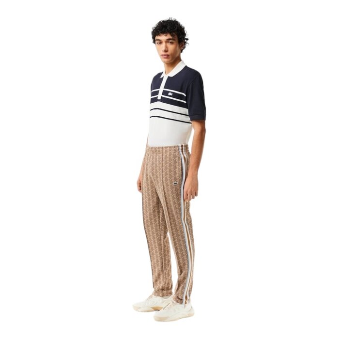 Lacoste Pantalon de survêtement Paris jacquard monogramme - Croissant/Cookie