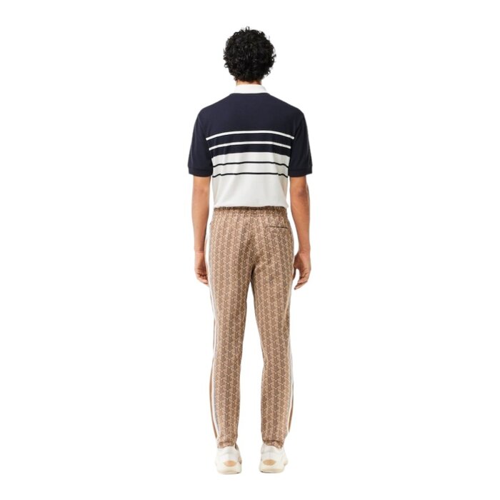 Lacoste Pantalon de survêtement Paris jacquard monogramme - Croissant/Cookie
